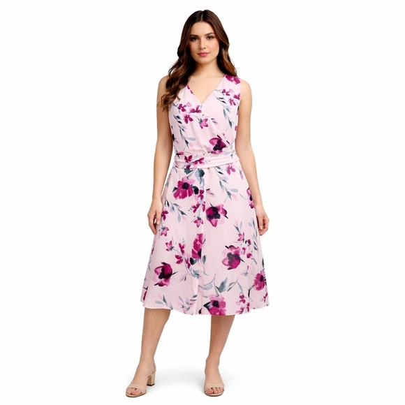 Ralph Lauren Dresses & Skirts - Lauren Ralph Lauren Floral Wrap Maxi Dress Size 16 NWT Pink Sleeveless Belted